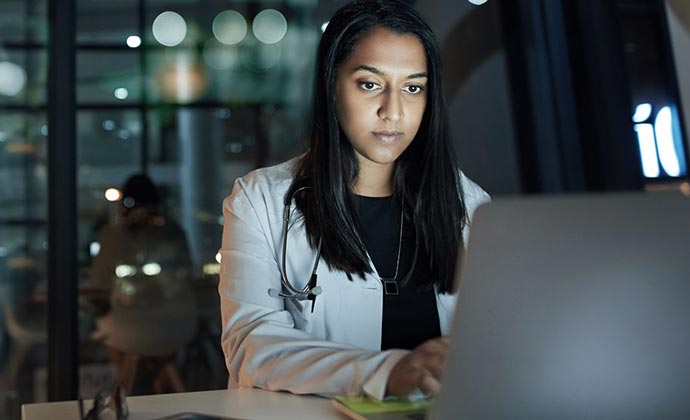 A woman with a computer